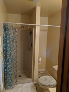 completed bathroom with shower